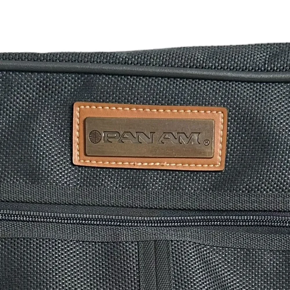 Vintage 80s Pan Am Charcoal canvas travel messenger bag with shoulder strap NWT